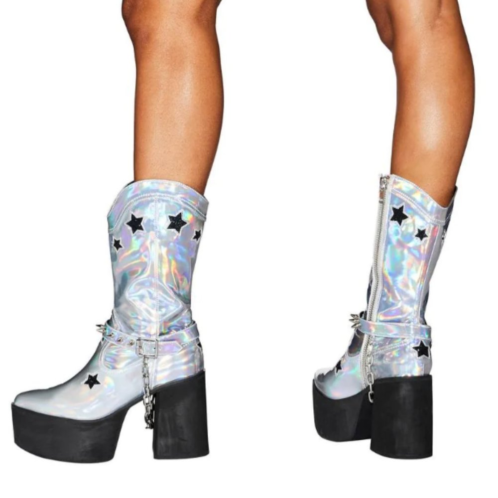 Radioactive Rodeo Holographic Cowboy Boots